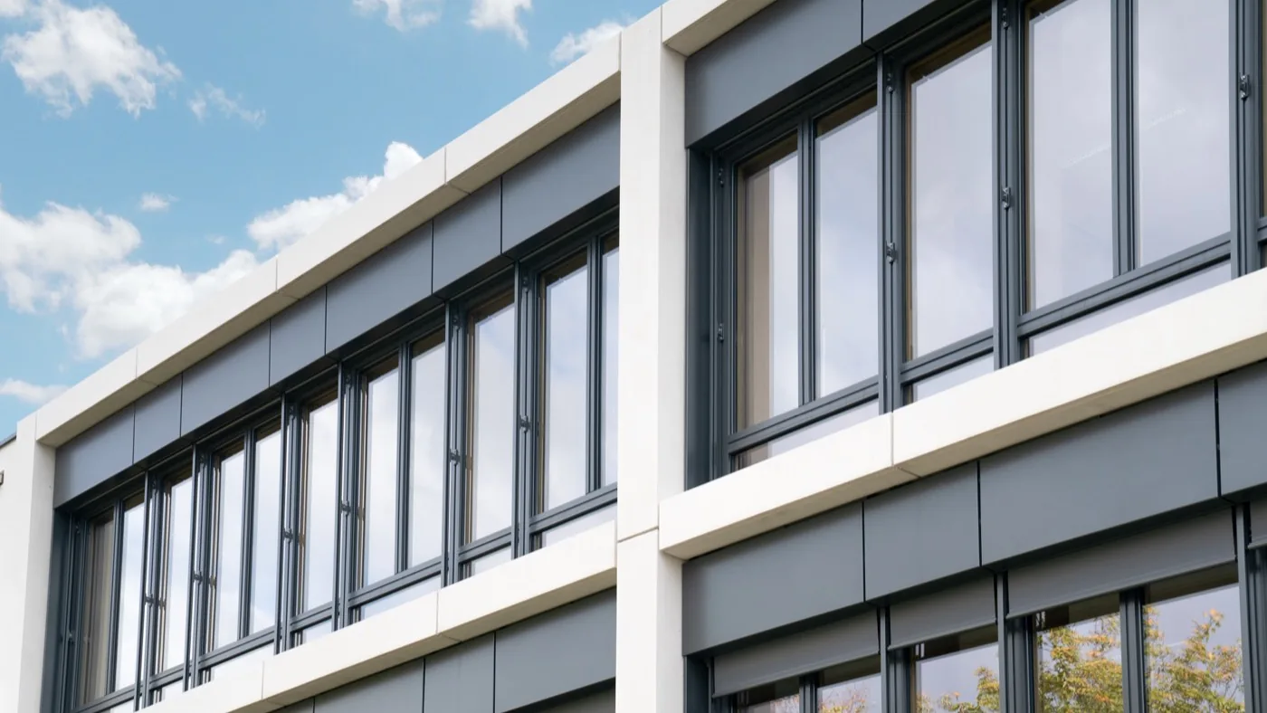 Fassadendetail mit Fensterbändern — Raster und Rhythmus, Architekturfotografie Maximilian Sydow