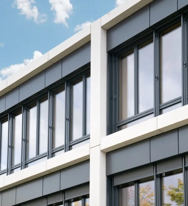 Fassadendetail mit Fensterbändern — Raster und Rhythmus, Architekturfotografie Maximilian Sydow